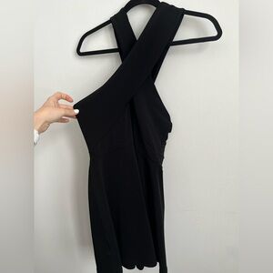 Urban Outfitters Solid Black Silence Noise Cross Front Short Jumpsuit Small